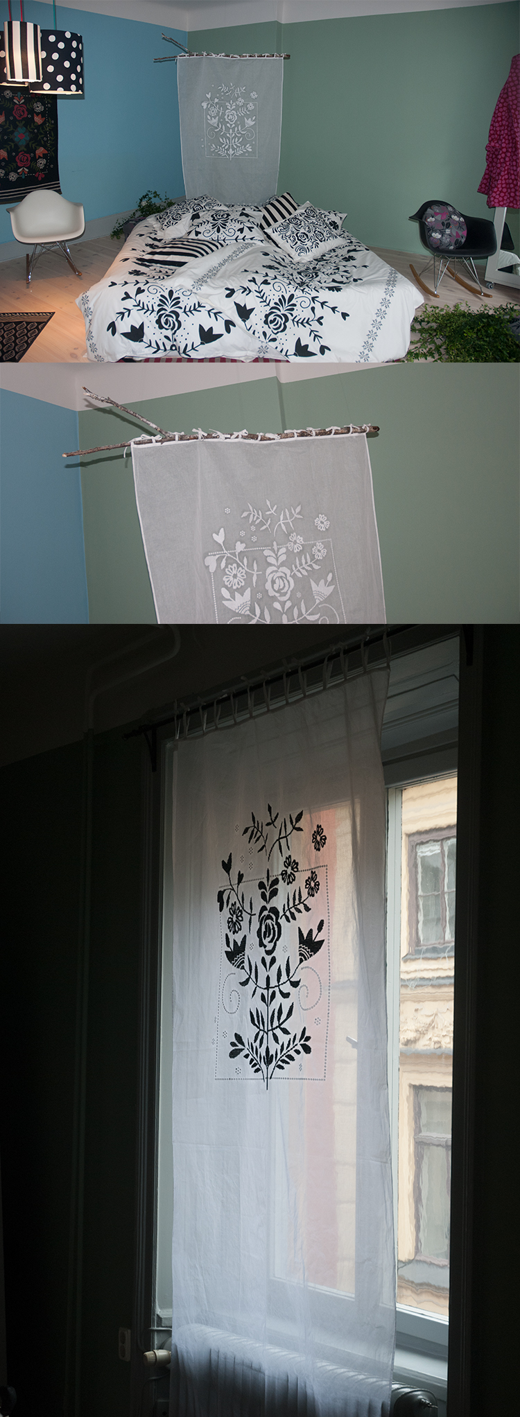 Härliga gardiner och sovrumstextilier från Gudrun Sjödén